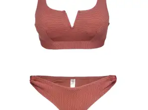Rostbraune strukturierte vorgeformte Bikini-Sets für Damen