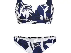 Set bikini preformati blu scuro/bianco da donna