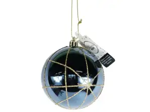 Kerstbal shatterproof blauw/goudkleurig 8 cm /Kerstballen shatterproof rood 6 cm set van 3