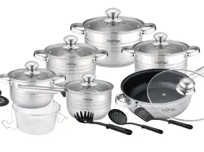 Stainless Steel Cookware Induction Cooking Pot 18 Pcs Pot Set Pan Kitchen Gadgets