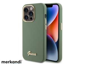 Guess iPhone 15 Pro Max tagakaane ümbris - Script metallist logo - Khaki