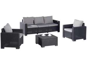 Mombasa 4-Piece Outdoor Lounge Set in Anthracite/Grey - Wholesale, Brand New in Original Packaging