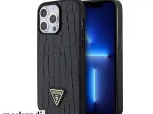 Guess iPhone 15 Pro Max Back cover coque CROCO TRIANGLE LOGO - Noir   J-TOO