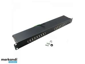LOGILINK Cat.6 Patch Panel 16 Ports Shielded 19 Inch Recessed Black NP0057