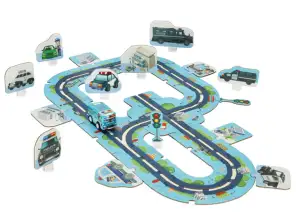 Car track puzzle police vehicles city 47 pieces
