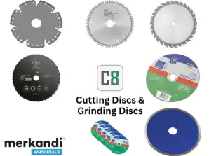 Mixed pallet A-Stock DIY store items (in original packaging) – circular saw blades, jigsaw blades, planer blades for routers, grinding wheels and more.