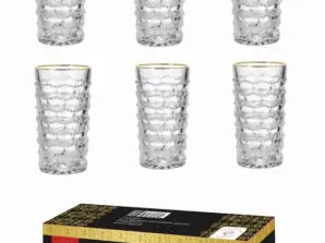 6-tlg Wassergläser Set 320ml Trinkglas Gläser-Set Saftgläser Saftglas vergoldet