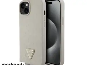 Guess iPhone 15 Plus y iPhone 14 Plus Cubierta trasera Funda con logotipo triangular de Croco - Oro J-TOO