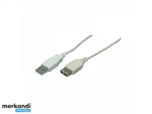 LogiLink USB 2.0 kábel USB A/M - USB A / F szürke 5m CU0012