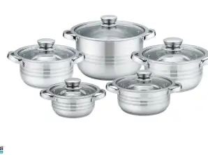 10pcs Stainless Steel Cookware Set Induction Cooking Pot Pot with Lid