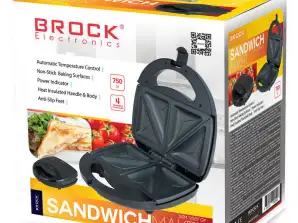 Sandwichmaker. Bereiten Sie 4 dreieckige Sandwiches vor. Rostfreies Stahlblech. Antihaft-Oberflächenbehandlung von Backflächen