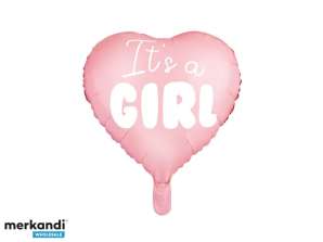 Ballon en aluminium « It’s a girl » pour baby shower coeur rose 48cm