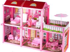 Set di mobili per bambole Villa casa delle bambole rosa 44cm