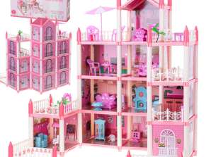 Leļļu namiņš Villa Pink DIY 4 Tiers Mēbeles 61cm