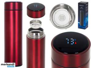 Bottiglia termica tazza thermos smart LED 500ml bordeaux