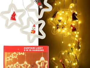 Tenda di luci a LED con statuine di Natale 3m 125LED 10 lampadine Alimentazione di rete bianca calda