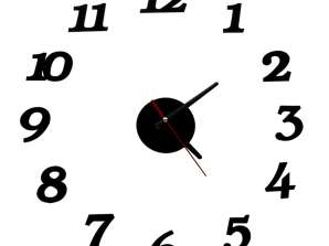 Wall Clock Stick-on Black 12 Hours Modern