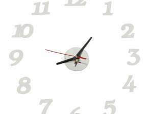 Wall clock stick-on silver 12 hours modern