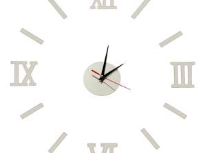 Wall clock stick-on silver roman numerals