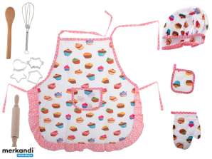 Kit de chef para niños Delantal Sombrero de chef Guantes de cocina Accesorios