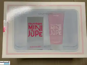 Courrèges mini etek takımı 50 ml edp + 150 ml parfümlü vücut kremi + banyo çantası