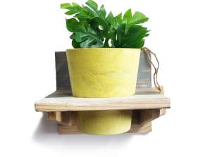 'Roots' Supports de casseroles suspendus en bois Calm avec 1 pot Artstone