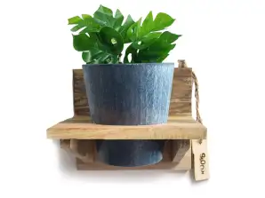 'Roots' Ensemble de supports de pots chauds suspendus en bois avec 1 pot Artstone