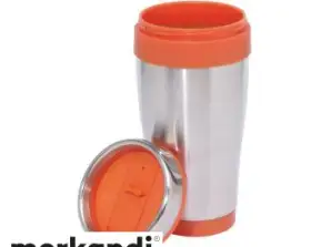 LUNGO Insulated Mug 300ml Bright Orange Silver