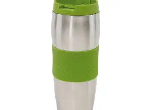 Stylish insulated mug AU LAIT Green/Silver Keeps drinks hot or cold on the go