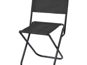 TAKEOUT Chaise pliante de camping en noir robuste et confortable