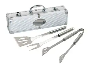 ROAST Deluxe Grillwerkzeug Set aus Edelstahl in Silber – Professionelle Qualität