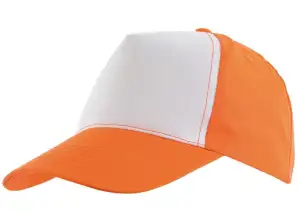 5 Panel Cap SHINY – Modni dodatek v oranžno beli barvi za privlačen videz