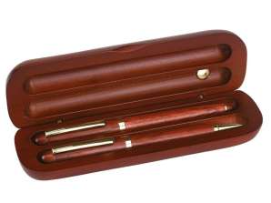 POÈTE Noble Writing Set en marron : stylo à bille et stylo roller