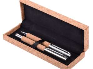 CORK SIGNATURE Writing Set marron et argent Noble Designer Pen Set