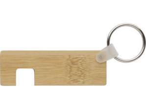 Brown Bamboo Keychain with Phone Holder Multifunctional & Eco