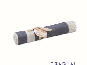 MAR Blue SEAQUAL Serviette de hammam 70x140cm : Serviette de plage durable pour une détente élégante