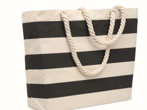 HEAVEN STRIPE Strandtasche aus Baumwolle  220 g  Schwarz gestreift  robust & chic