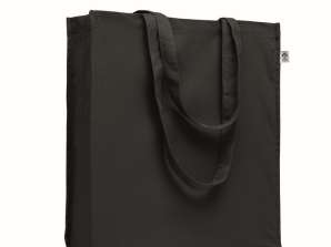 Shopping bag organic cotton BENTE COLOUR black sustainable and stylish tote bag