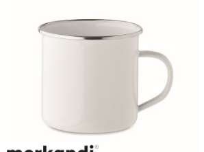 Grand mug en émail Subli 500 ml PLATEADO L blanc Mug de camping élégant pour les aventures en plein air