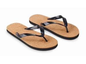 BOMBAI L Cork Toe Sandals Size L in Black Stylish & Eco Friendly