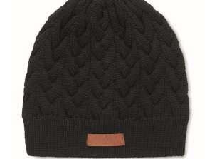 Gorro de punto trenzado KATMAI RPET en negro, sostenible y elegante