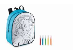 Rucksack mit 5 Filzstiften BACKSKETCHY   Türkis  Kreativer & Stilvoller Rucksack für Kinder