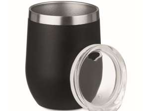 CHIN CHIN Doppelwandiger Trinkbecher 450ml in Schwarz: Stilvoll & Effizient