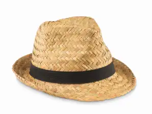 Elegant Summer Hat MONTEVIDEO Black Straw Hat for Women and Men Stylish Accessory