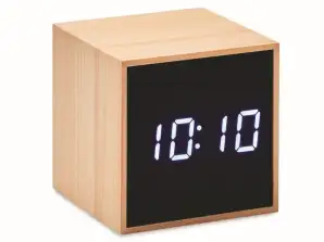 MARA CLOCK Relógio de mesa LED feito de bambu, design elegante de madeira, moderno