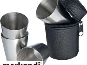 Set of 4 Stainless Steel Shot Glasses in Black - Stylish and Unbreakable