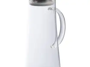 Grande carafe en verre avec couvercle en acier inoxydable 1 350 ml transparent