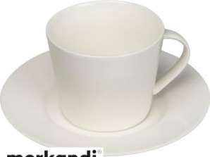 Elegant hvit porselen kopp med skål Classic sett 250ml