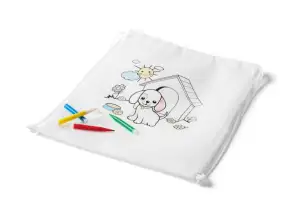 DRAWS Children's drawstring bag for colouring 80 g/m² White creative bag for children