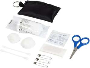 Valdemar 16 Piece First Aid Kit with Keychain in Black - Always at hand